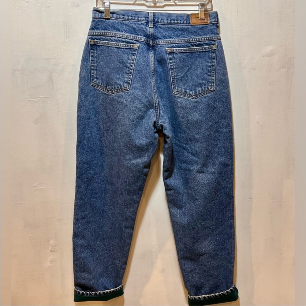 Vintage LLBean cotton fleece flannel lined denim jeans relaxed fit outdoors 90s
